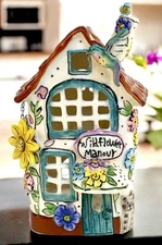 Blue Sky Clayworks WILDFLOWER MANOUR Tea Light Candle House Auth Retailer NEW