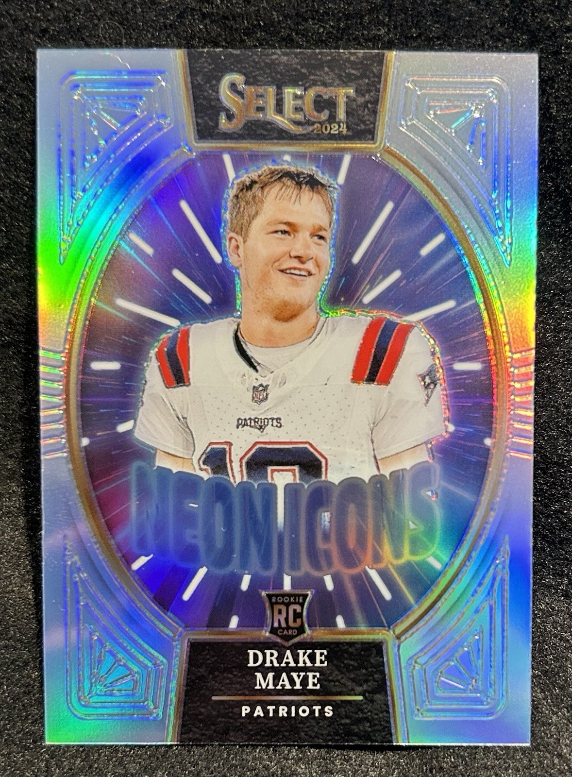 2024 Panini Select - Neon Icons Drake Maye #15 Silver Prizm (RC)
