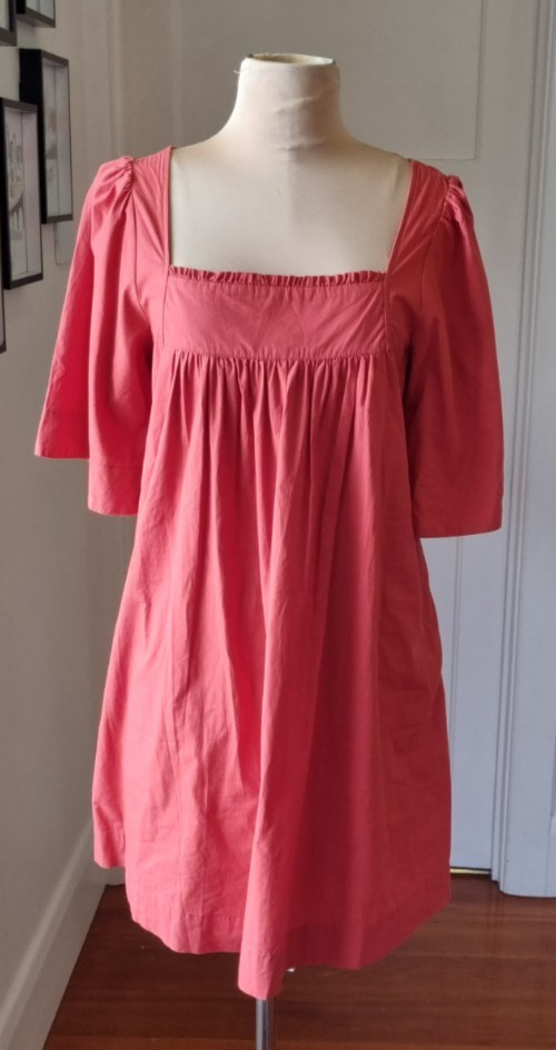 Skin & Threads size 8 Coral vintage baby doll style dress w/ pockets