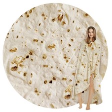 Realistic Tortilla Blanket, Funny Round Soft Wrap, Double-Sided 47 Inches