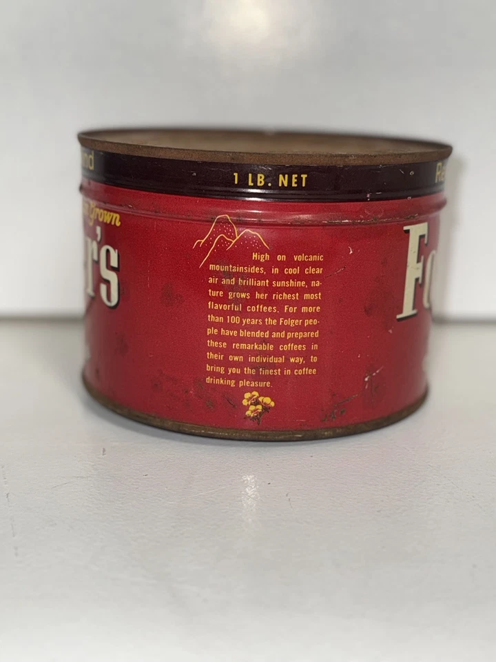 Café Folgers 1952 de colección nuevo sellado con llave lata completa de 1 lb molienda regular Foto 3 de 4
