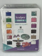 Sculpey Crafty Clay Oven Bake 14 Piece Variety Colors & 2 Modeling Tools {155}.