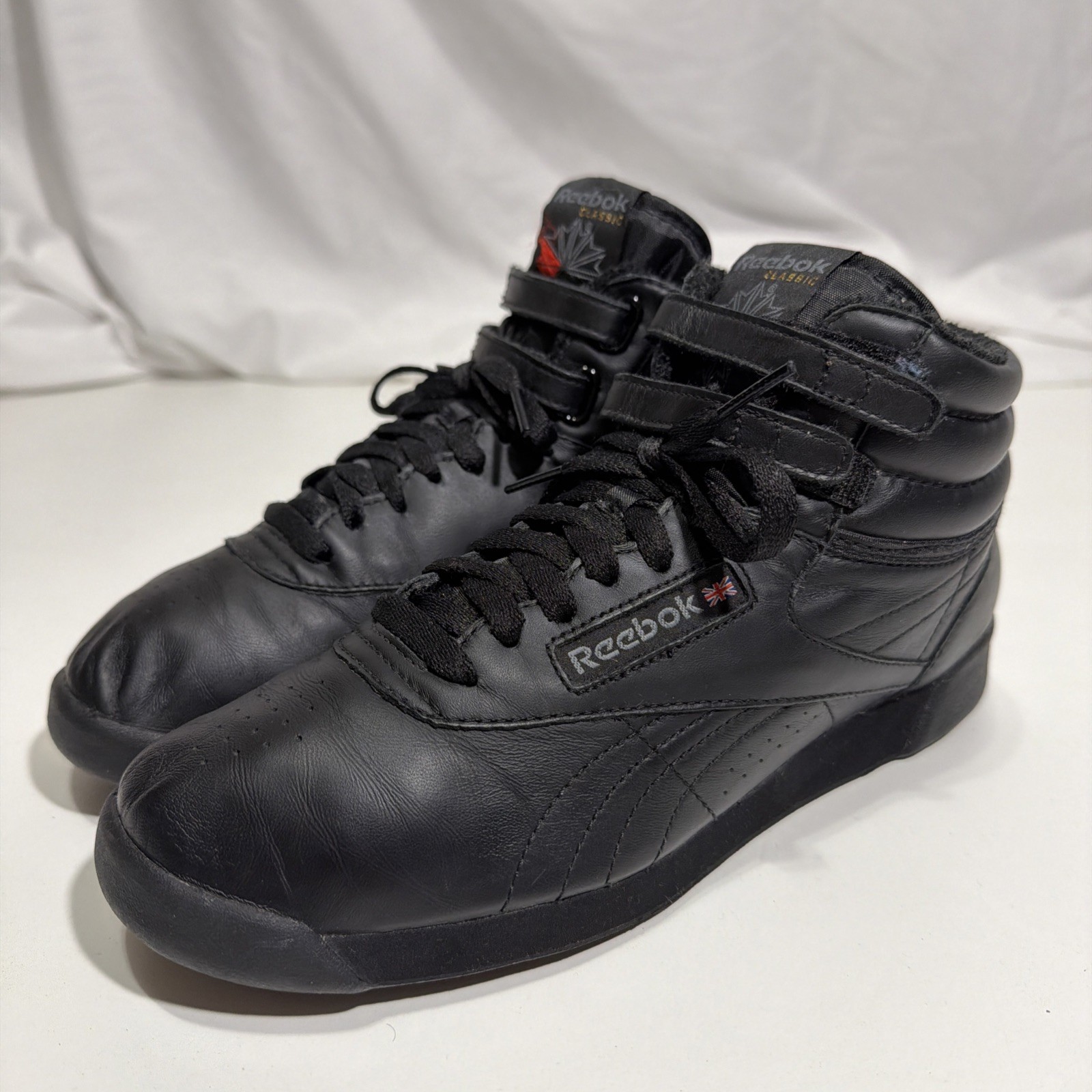 VINTAGE 80S REEBOK CLASSIC FREESTYLE BLACK HI-TOP JANE FONDA SHOES SNEAKERS SZ 9 image 2