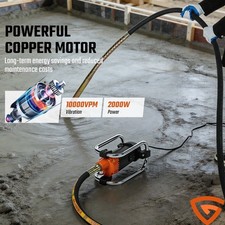 Electric Concrete Vibrator 2000W 14-3/4 feet Poker to Remove Air Bubble Portable