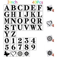40pcs 3 Inch Letter and Number Templates, Reusable Plastic Large Alphabet Art...