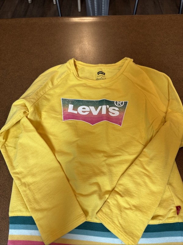 Levi Girls Sweater Yellow And Rainbow Size Medium 