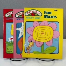 VTG Fun N Easy Activity Books Set 3 Coloring Mazes Hidden Pictures Coloring 70s