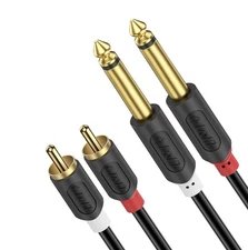 Dual 1/4 Inch TS to Dual RCA Stereo Audio Interconnect Cable, 6 Feet