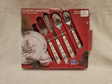 International Country Christmas 20 Piece Stainless Steel Silverware Set For 4 Re