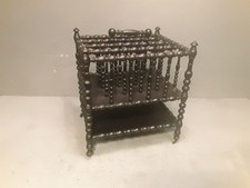 Vecchio Carrello Portariviste In Legno Ebanizzato Tornito