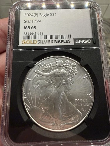 2024 SILVER EAGLE 1 OZ NGC MS69 STAR PRIVY