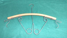 Antique 1920's Curved Wood Wire 19" Coat Hanger W/Scarf Holders-Art Deco