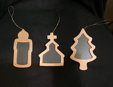  12 Christmas Unfinished Wood & Slate Chalkboard Craft Ornaments Church