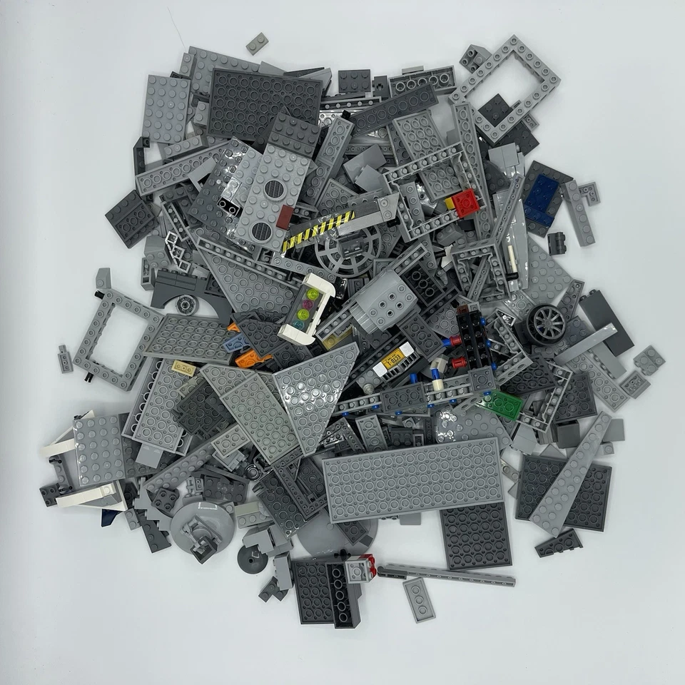 LEGO Bulk 2 Lb Lot Pieces Parts Genuine Mostly Gray Base Plates Bars Bricks - Image 3 of 4