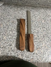 Vintage French Serrated Blade 9 inch Bread Knife Wood Baguette Loaf Acacia Wood