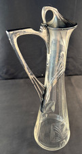 Silberplattierte Zinn Karaffe, Jugendstil, Kristallschliff, WMF um 1900