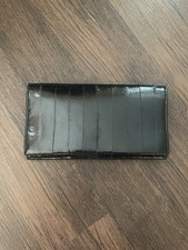 Vintage Genuine Black Eel Skin Trifold Women  s Wallet 7.5x4  NOS