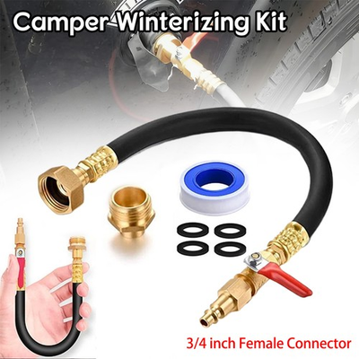 #ad Camper Winterizing Kit Blowout Shut Off Valve Adapter Hose Faucet For RV Trailer $13.55