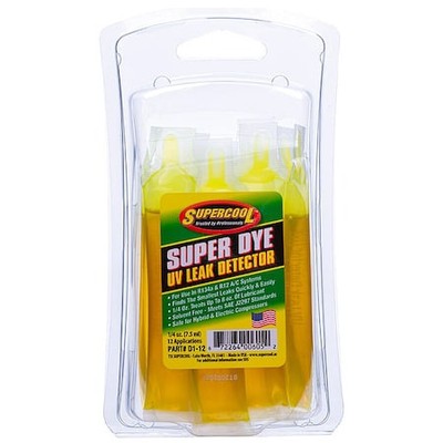 Supercool D1-12 A/C Leak Detection Dye, .25 Oz, Pk12