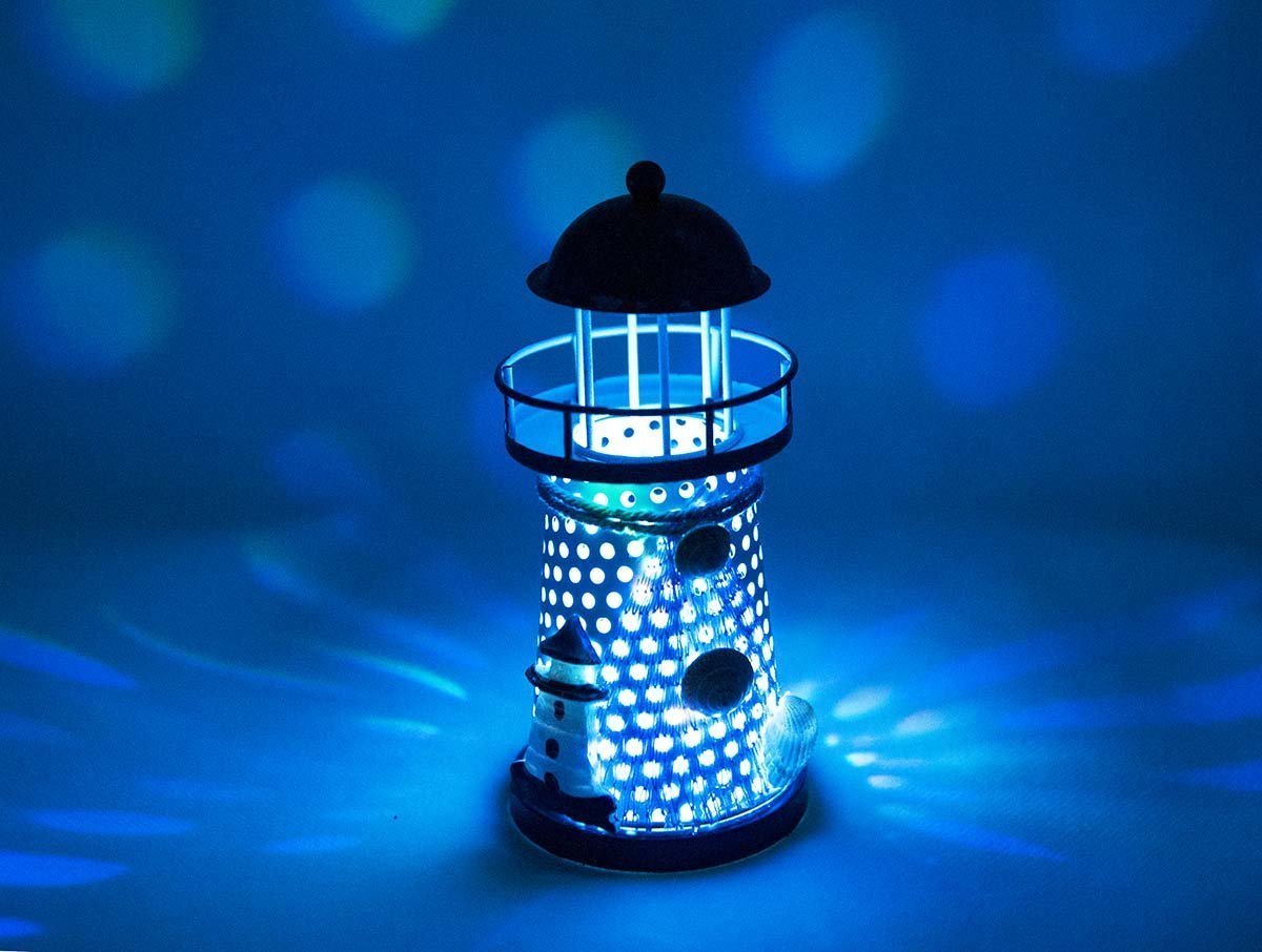 4homedecor Metal Lighthouse Color Changing LED Night Light - Nautical Home Decor