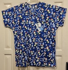Winter Christmas Penguins Scrub Top X-Small Butterick B4946 Homemade NEW 