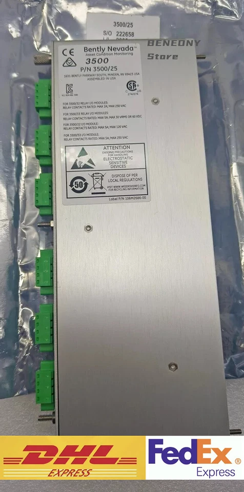 Bently Nevada 3500/25 125800-01 I/O Module    Spot Goods Expedited Shipping - Image 2 of 4