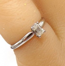 1Ct Emerald Cut Lab Created Diamond Solitaire 925 Silver Engagement Pinky Ring