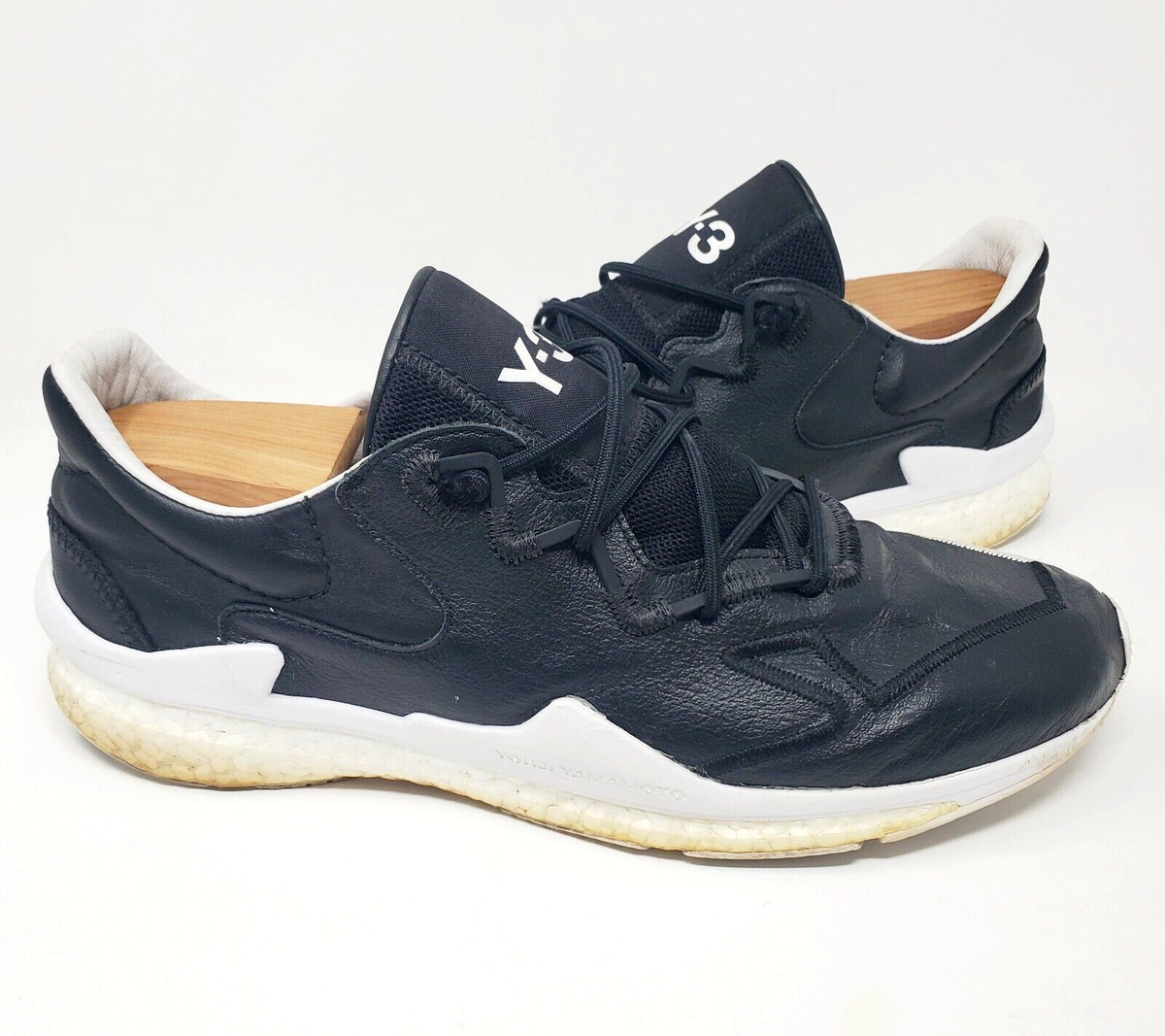 Adidas Y-3 Low-Top Sneakers ADIZERO RUNNER Calfskin Leather Black Size 11  EF2563