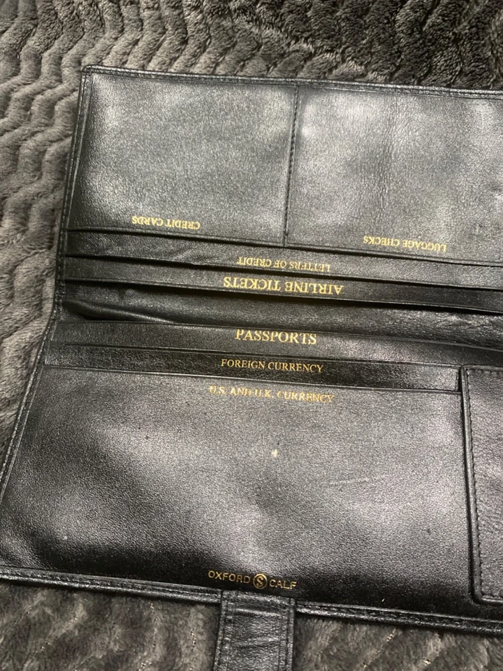 Porta documentos pasaporte de viaje negro todo cuero para hombre imitación cuero nuevo Foto 3 de 4