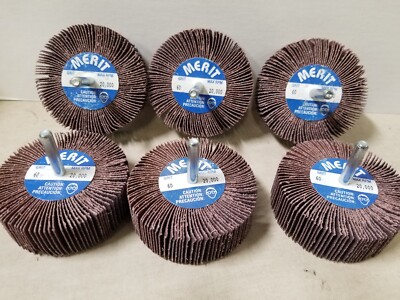 Lot Of 6 Merit Abrasives 3'' Diam x 1'' Face Width, Medium Aluminum Oxide Coated