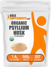 BulkSupplements Organic Psyllium Husk Powder - 1.4g per Serving
