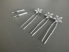 Beautiful Hair Jewelry Clip Pic Set 5 Silver Tone Clear Rhinestones 3  1 1/2" L