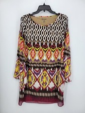 Wrangler Dress Womens Southwest Aztec Long Sleeve Scoop Neck Sheath Boho