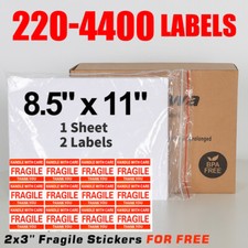 220-4400 Premium 8.5x5.5 Half Sheet Shipping Labels Self Adhesive 2 Per Sheet