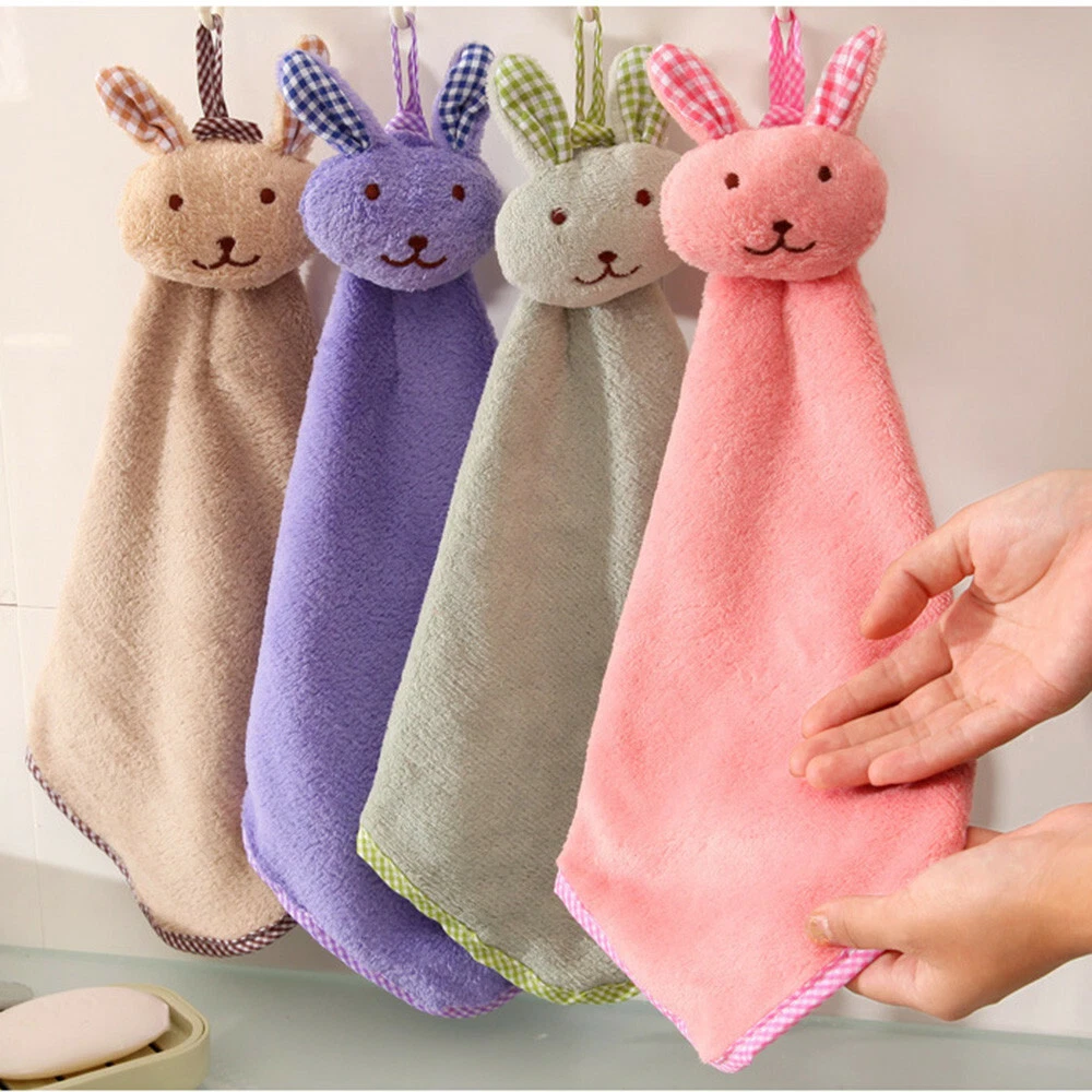 Soft Absorbent Towels Kitchen Bathroom Hanging Wipe Hand Towels Baby