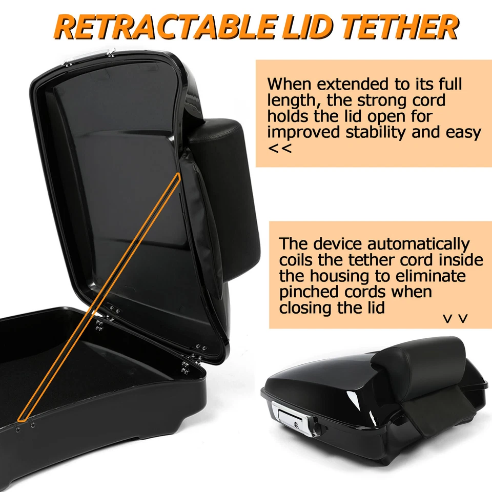 Razor Pack Trunk Two up Rack Backrest For Harley Tour Street Road Glide 2014-25 - Image 2 of 4