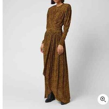 Isabel Marant Fauve Yellow Leopard Print JUCIENNE Sharkbite Jersey Dress 6
