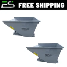 TWO-1.5 YD WRIGHT SELF DUMPING HOPPER- TRASH - DEMO- RECYCLING HOPPER-SHIPS FREE