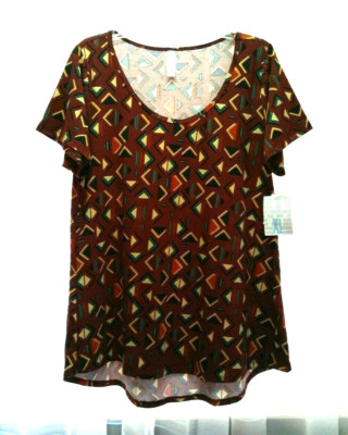 NEW WOMEN'S LULAROE CLASSIC MULTI-COLOR GEOMETRIC PRINT HI LO TOP SIZE XL BNWT