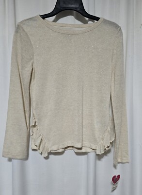 Roebuck & Co. Girls Lurex Hacci Sweater Size 10 1/12 - 12 1/2  Gold Metallic NWT