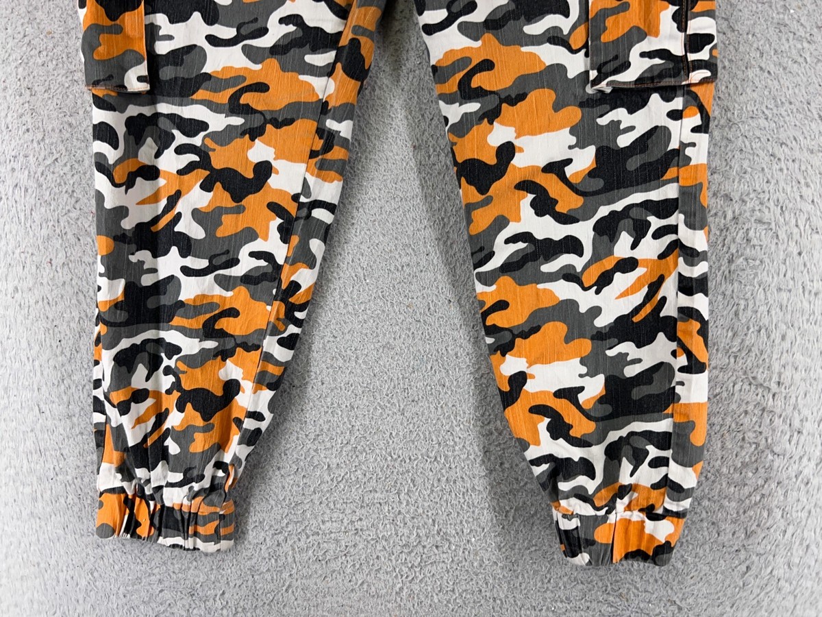 36 Point 5 Pants Womens Large Orange Gray Camo Jogger Cargo Cotton
