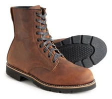 Made In USA Men's 8” Brown Leather Lace-up Work Boots Re-soleable Leather Lined