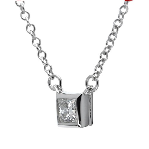 TIFFANY & Co Princess Cut Diamond Solitaire Necklace Pt950 Platinum Boxed - Picture 3 of 9