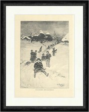 Sullo scivolo Hans Bachmann bambini slitta invernale neve facsimile_A 1847