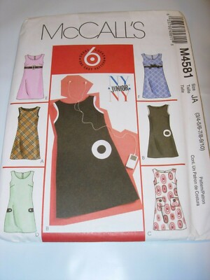 WOMENS JUNIOR UNCUT MCCALLS M4581 SEWING PATTERN JUMPER DRESS SIZE 3/4-9/10