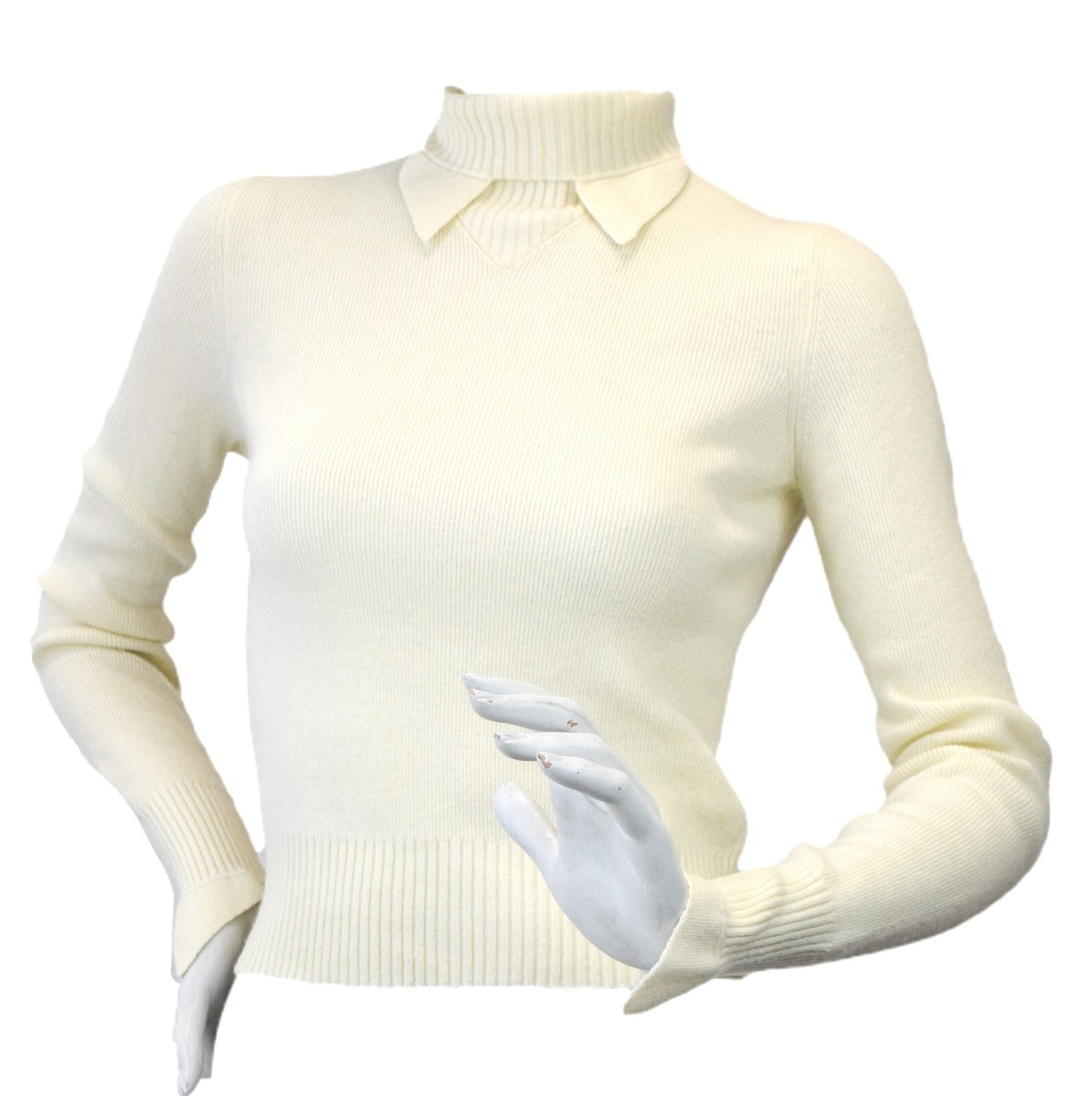 CHANEL CC ニットジップアップ ivory S CHANEL CC Logo Cable Knit Cardigan Ivory