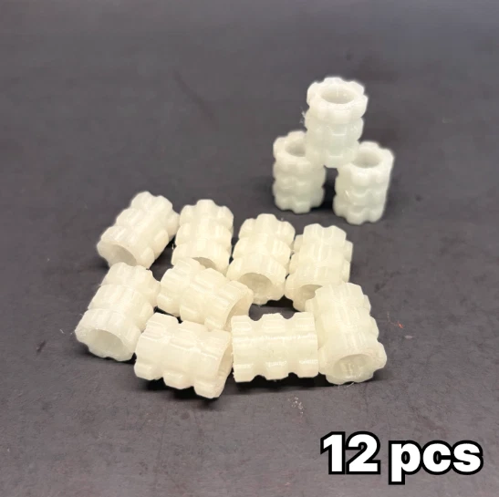 Paquete de 12 cuentas tácticas acanaladas Paracord verde brillante en la oscuridad, impresas en 3D Foto 2 de 4