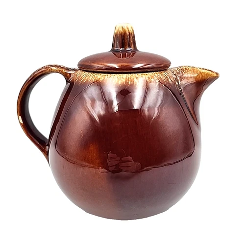 Vintage Hull Pottery Brown Drip Glaze Teapot – Oven Proof – With Lid – USA