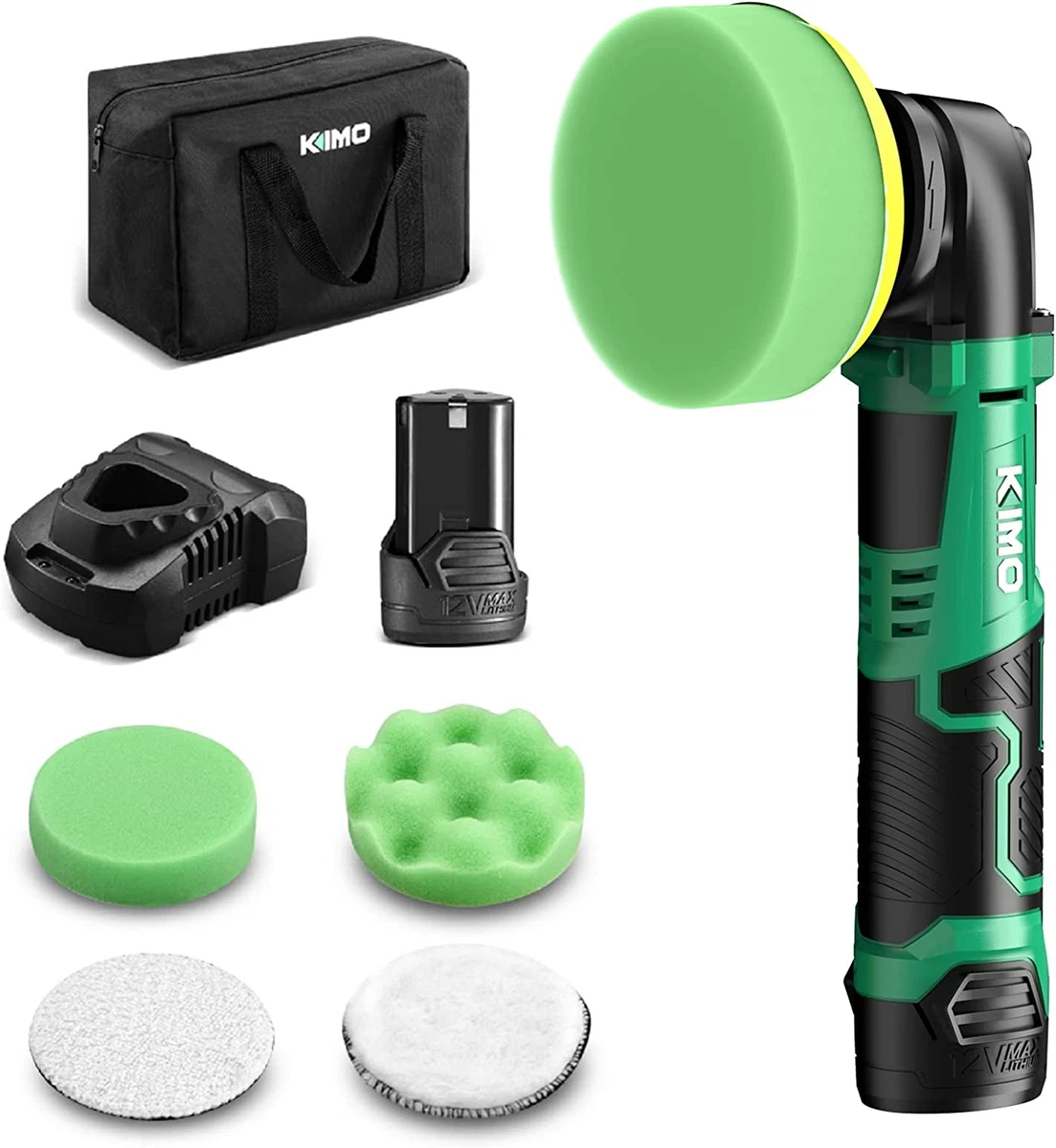 KIMO Cordless Car Buffer Polisher Kit W/1 Hour Fast Charger, 5 Variable  Speeds