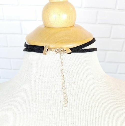 Collana Girocollo Doppio Finta Scamosciata Blu Marchesa Strass Indie Strega - Foto 3 di 3